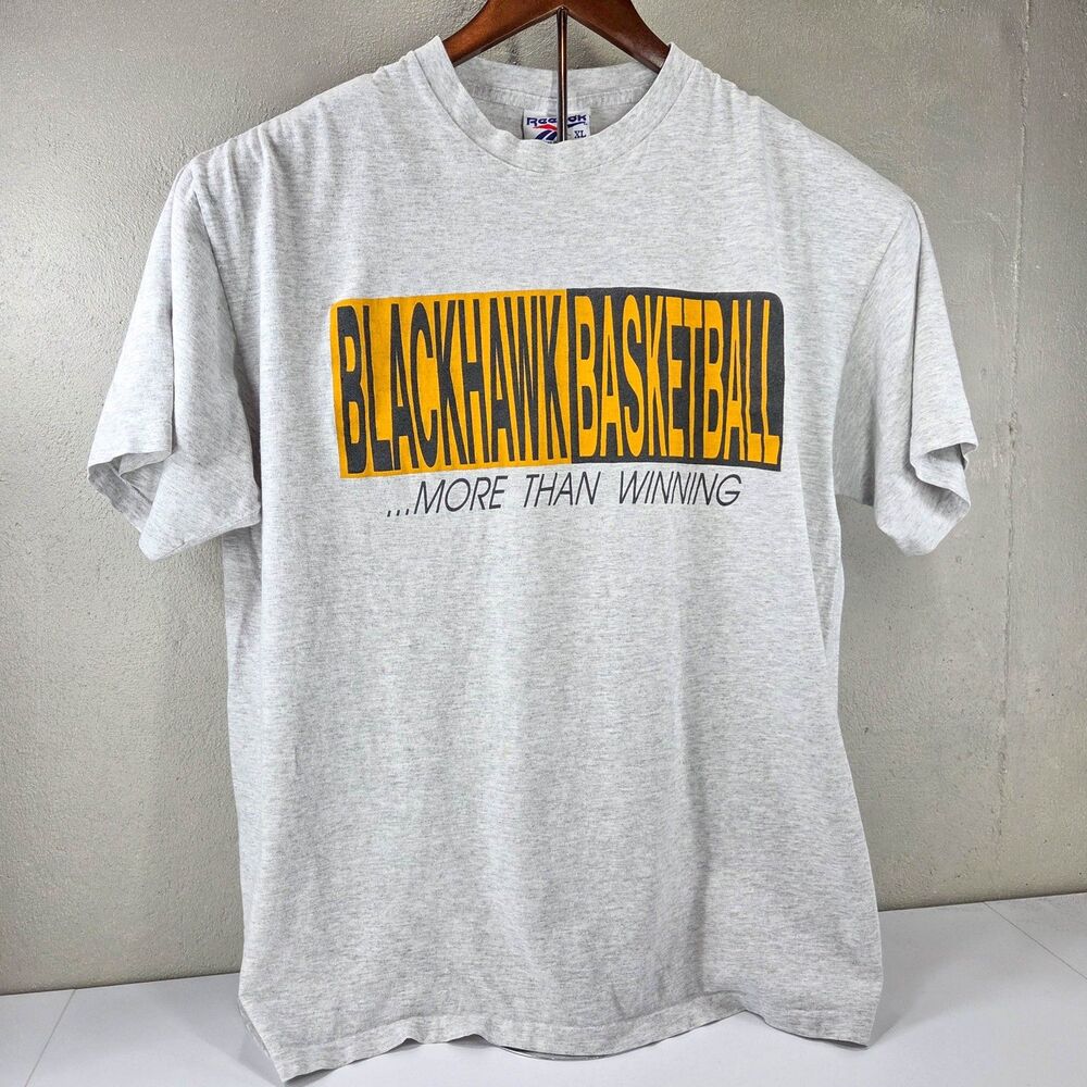 Vintage 90s Reebok Blackhawk Basketball Big Vector Graphic Tee Sz XL